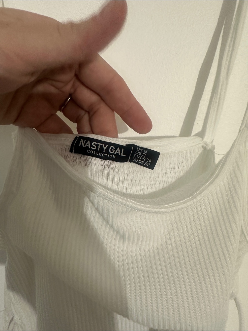 Nasty Gal White Ribbed Side-Tie Cami - Picture 2 of 4